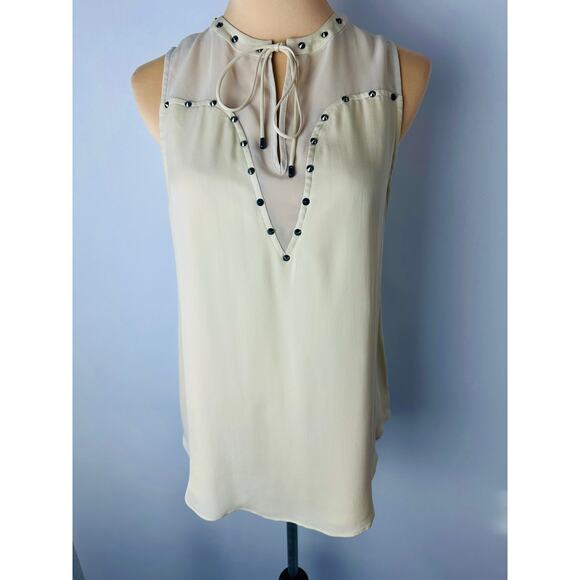 Haute Hippie Size Small Liberty Studded Silk Tank Cream Luxury $248 MSRP - Picture 3 of 11